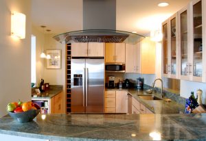 granite countertops, glass front cabinets, kitchen remodel