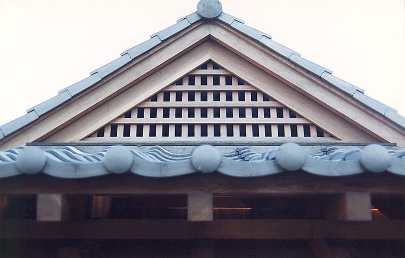 Roof and gable end detail on Japanese teahouse. Designed by Whipple|Callender Architects.